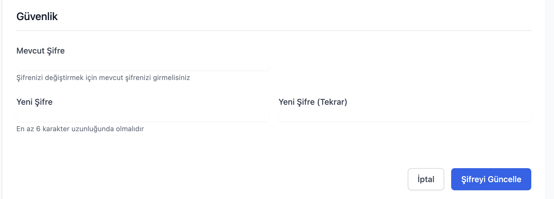 Güvenlik ayarları